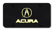 Acura Gold Logo and Name on Black License Plate - Vanity Tag