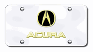 Acura Gold Logo and Name on Chrome License Plate - Vanity Tag