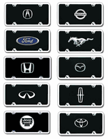 Black License Plate Kits with factory style logos