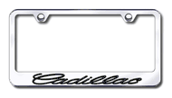 Cadillac 3D License Plate Frames - Black Name on Chrome Frame