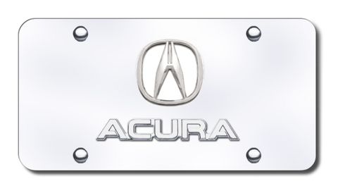 Acura Chrome Logo and Name on Chrome License Plate - Vanity Tag