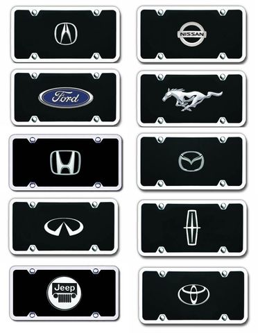 Black License Plate Kits with factory style logos