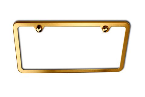 Brushed Gold Titanium Finish over Stainless Steel License Plate Frame - 2 Hole Thin