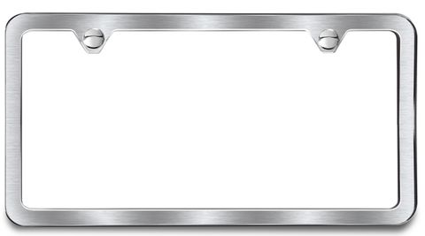 Brushed Stainless Steel License Plate Frames - 2 Hole Thin