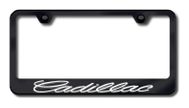 Cadillac 3D License Plate Frames - chrome Name on black Frame