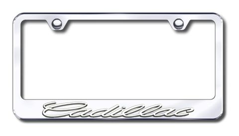 Cadillac 3D License Plate Frames - Chrome Name on Chrome Frame