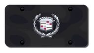 Cadillac Chrome Logo on Black License Plate - Old Logo