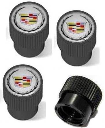 Cadillac Valve Stem Tire Caps - Black Caps