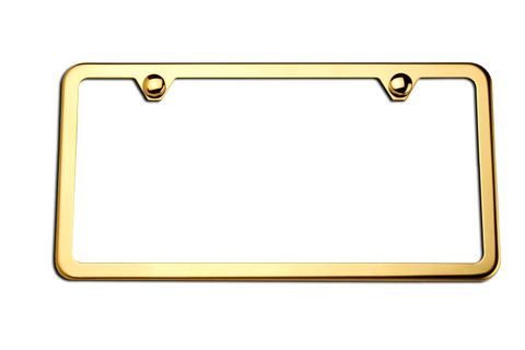 Polished Gold Titanium finish over Stainless Steel License Plate Frame - 2 Hole Thin