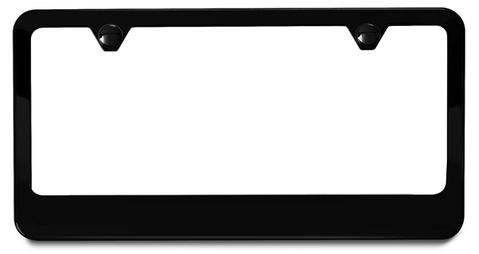 Matte Black Stainless Steel License Plate Frames - 2 Hole Wide Bottom