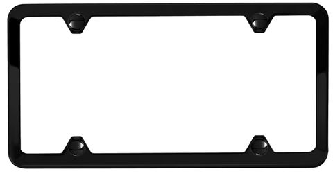 Matte Black Stainless Steel License Plate Frames - 4 Hole Thin