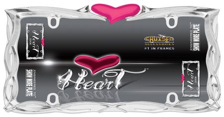 Pink Heart Chrome License Plate Frame