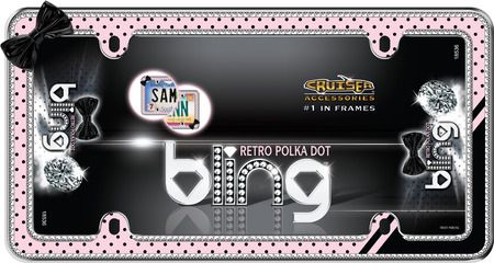 Retro Polka Dot Bling License Plate Frame